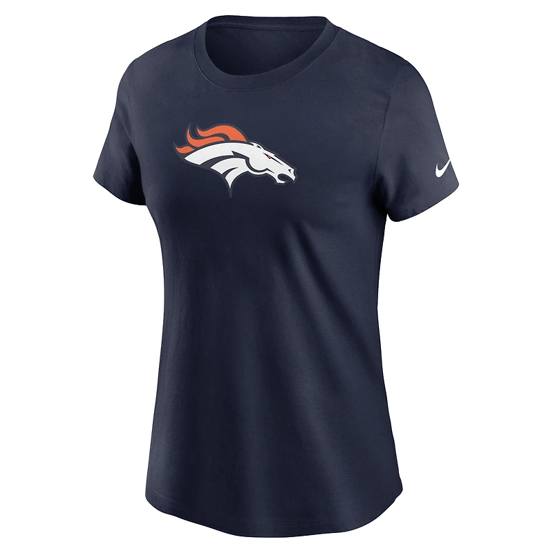 T-shirt Nike bleu marine avec logo principal des Denver Broncos pour femme