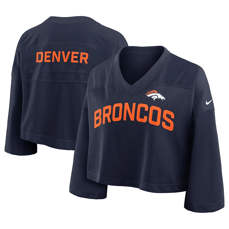Maillot Nike bleu marine Denver Broncos Primetime court en maille Dri-FIT pour femme