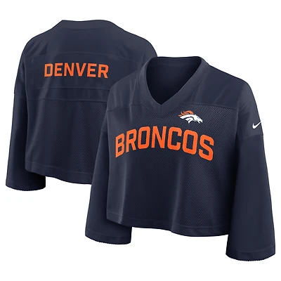Maillot Nike bleu marine Denver Broncos Primetime court en maille Dri-FIT pour femme