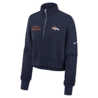 Sweat-shirt Nike bleu marine Denver Broncos Primetime Phoenix à demi-zip pour femme