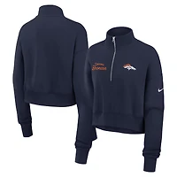 Sweat-shirt Nike bleu marine Denver Broncos Primetime Phoenix à demi-zip pour femme