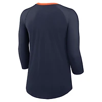 T-shirt à manches 3/4 Nike bleu marine Denver Broncos Raglan pour femme