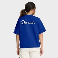 T-shirt Nike bleu marine Denver Broncos Rewind Pocket Boxy pour femme