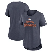 Women's Nike Navy Denver Broncos Script Tri-Blend T-Shirt
