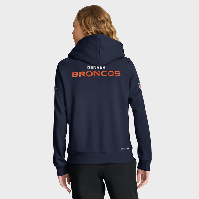 Women's Nike Navy Denver Broncos Sideline Standard Issue Initial Home Dri-FIT Hoodie