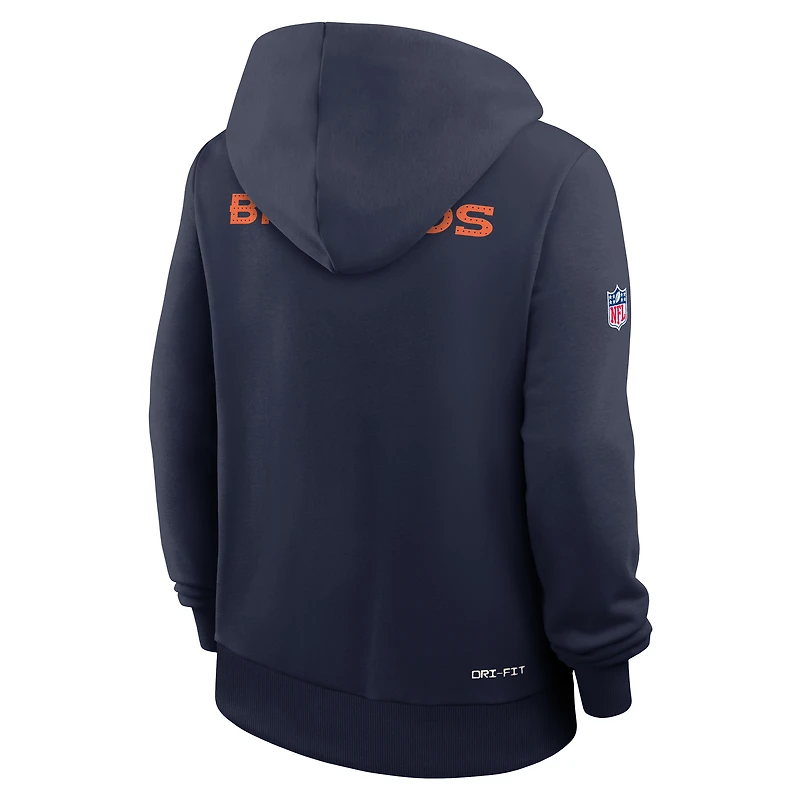 Women's Nike Navy Denver Broncos Sideline Standard Issue Initial Home Dri-FIT Hoodie