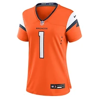 Maillot de match Nike numéro 1 Bride Orange Denver Broncos pour femme