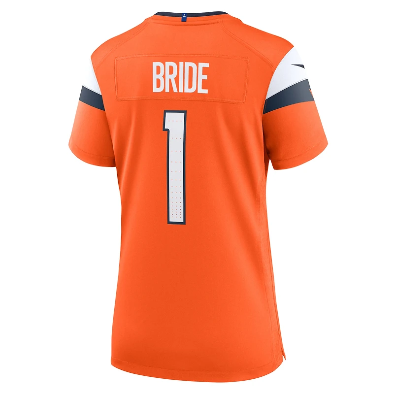 Maillot de match Nike numéro 1 Bride Orange Denver Broncos pour femme