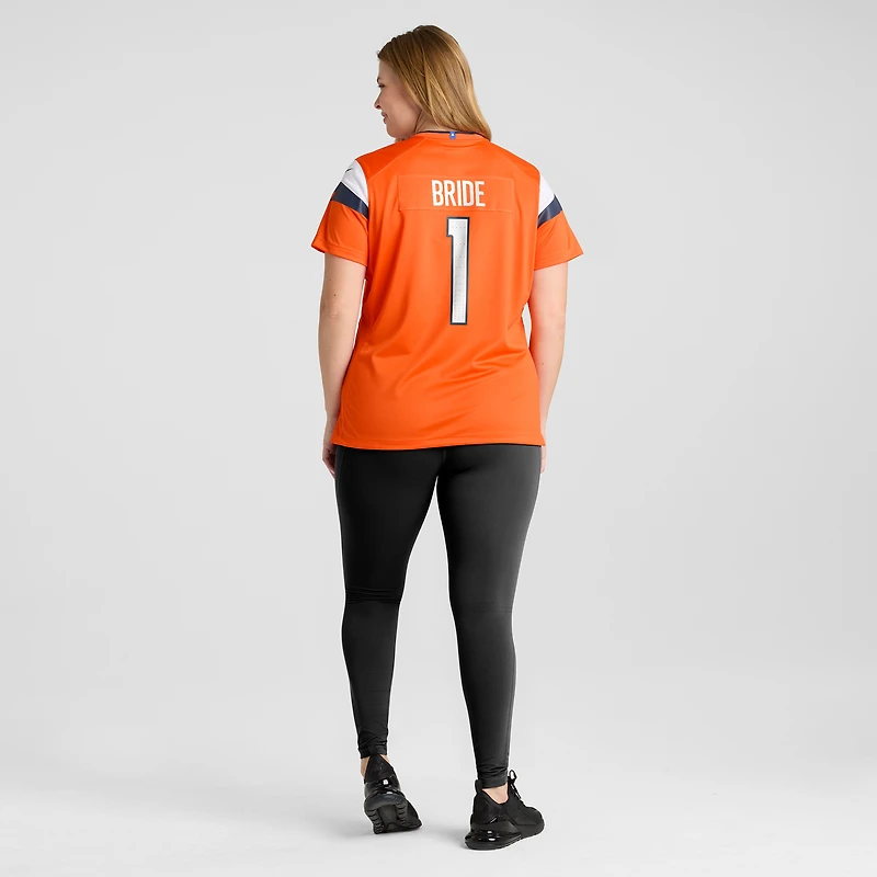 Maillot de match Nike numéro 1 Bride Orange Denver Broncos pour femme