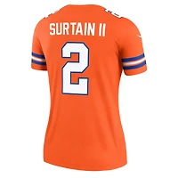 Women's Nike Patrick Surtain II Mile High Collection 1977 Throwback Orange Denver Broncos Alternate Legend Player Performance Top