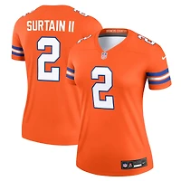 Women's Nike Patrick Surtain II Mile High Collection 1977 Throwback Orange Denver Broncos Alternate Legend Player Performance Top