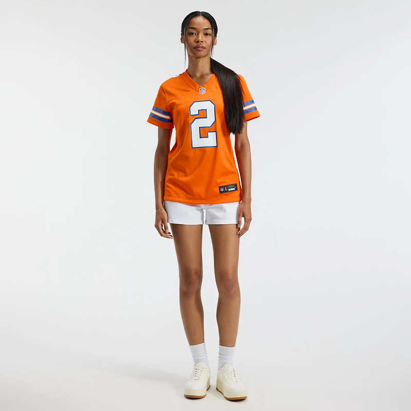 Maillot Nike Patrick Surtain II Orange Denver Broncos Mile High Collection 1977 Throwback Player Game pour femme