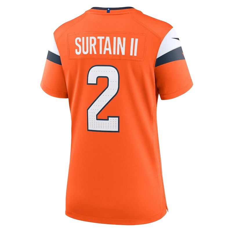 Maillot de match Nike Patrick Surtain II pour femme, orange Denver Broncos Mile High Collection