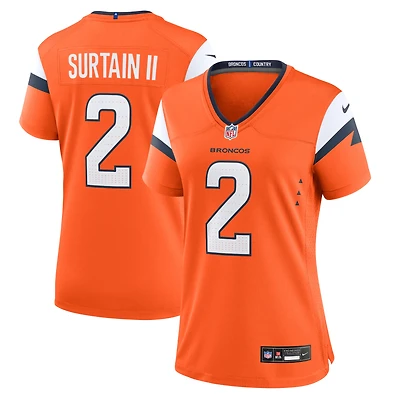 Maillot de match Nike Patrick Surtain II pour femme, orange Denver Broncos Mile High Collection