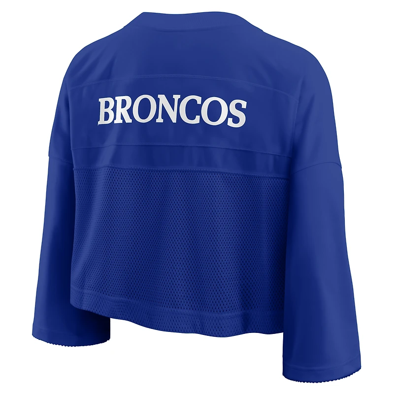 Women's Nike Royal Denver Broncos Rewind Cropped Mesh Dri-FIT Fashion Jersey