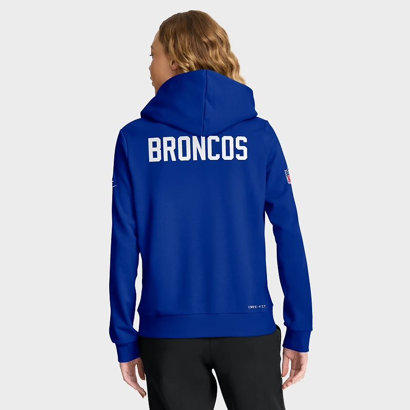 Sweat à capuche Nike Royal Denver Broncos Throwback Sideline Standard Issue Dri-FIT pour femme