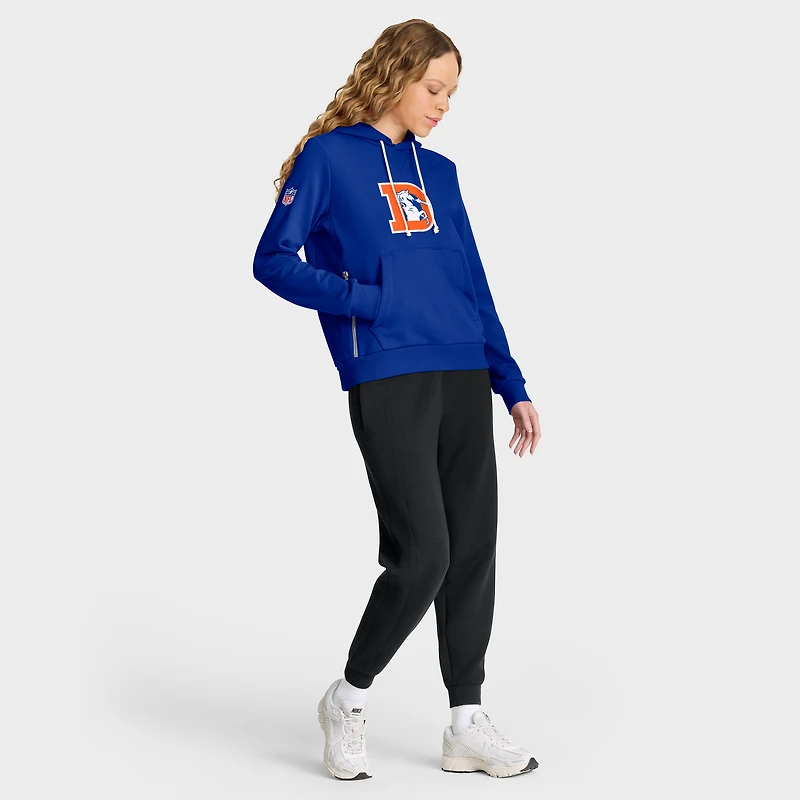 Sweat à capuche Nike Royal Denver Broncos Throwback Sideline Standard Issue Dri-FIT pour femme