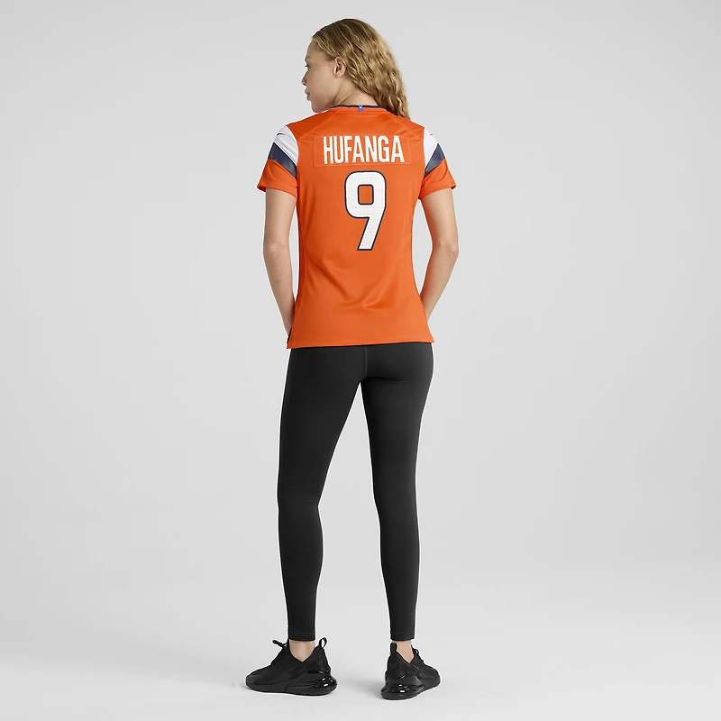 Maillot de match l'équipe Nike Talanoa Hufanga Orange Denver Broncos pour femme