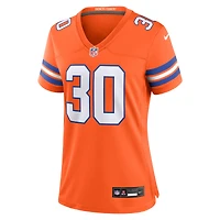 Maillot de match joueur retraité Nike Terrell Davis Orange Denver Broncos Mile High Collection 1977 pour femme