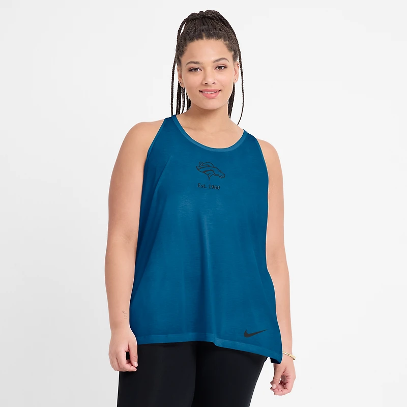 Women's Nike Turquoise Denver Broncos Glory Open-Back Crisscross Dri-FIT Tank Top