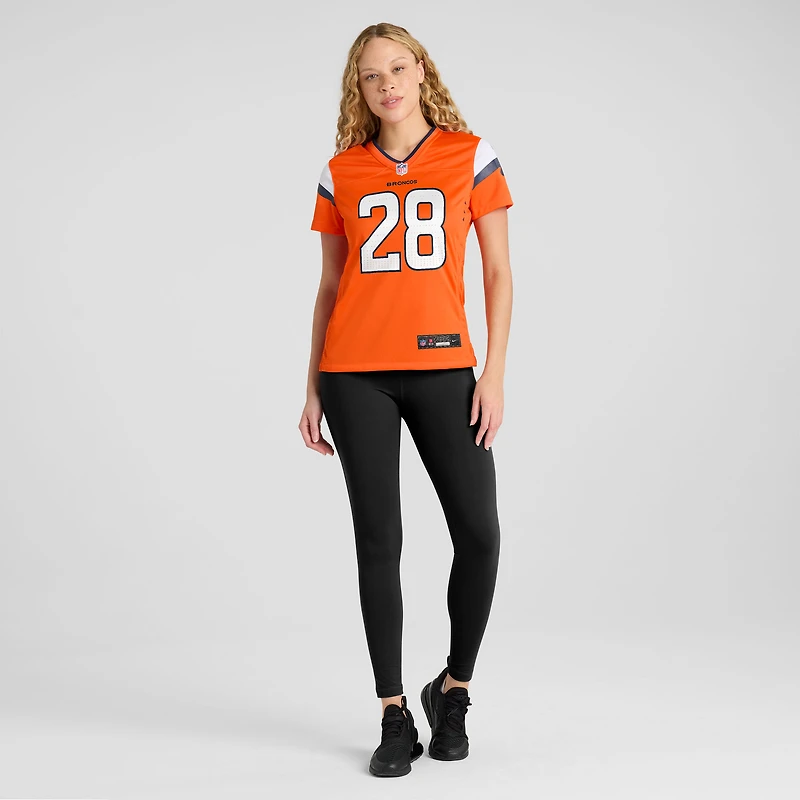 Maillot Nike Tyler Badie orange des Denver Broncos pour femme