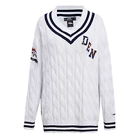 Pull à col en V Pro Standard blanc Denver Broncos Prep pour femmes