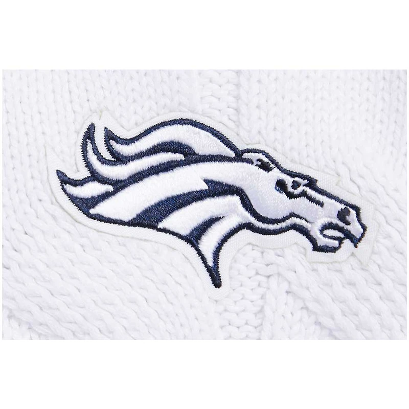 Pull à col en V Pro Standard blanc Denver Broncos Prep pour femmes