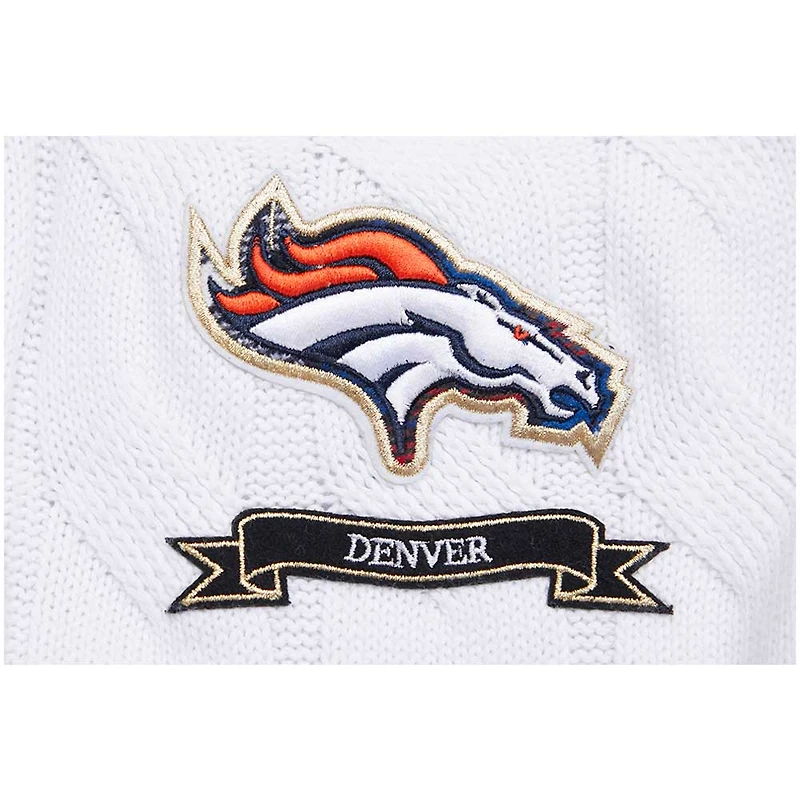 Pull à col en V Pro Standard blanc Denver Broncos Prep pour femmes