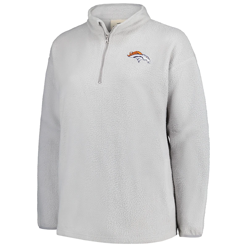 Veste en sherpa à quart de zip pour femme des Broncos Denver, gris, taille plus