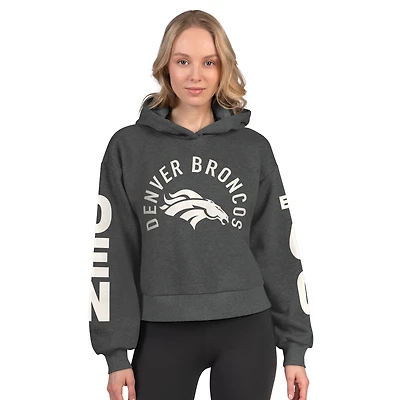 Sweat à capuche court en polaire pour femme Starter Heather Charcoal Denver Broncos Star Player