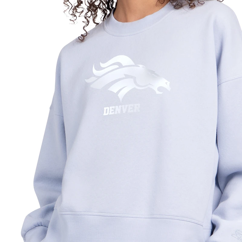 Women's Starter Light Blue Denver Broncos Travel Pastels Boxy Fleece Sweatshirt