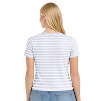 T-shirt rayé Denver Broncos Pastels bleu pastel pour femme