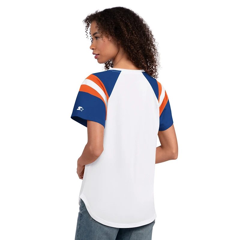 Women's Starter White Denver Broncos Game On Notch Neck T-Shirt