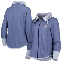 Women's Tommy Bahama Heathered Navy Denver Broncos Sport Sun Fade Full-Zip Sweatshirt