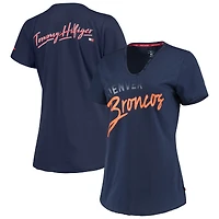 T-shirt à col en V Tommy Hilfiger pour femme bleu marine Denver Broncos Riley