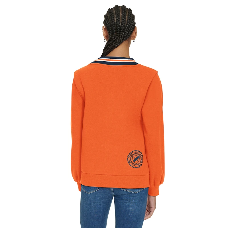 Sweat-shirt à col en V Alice orange Denver Broncos de Tommy Hilfiger pour femme