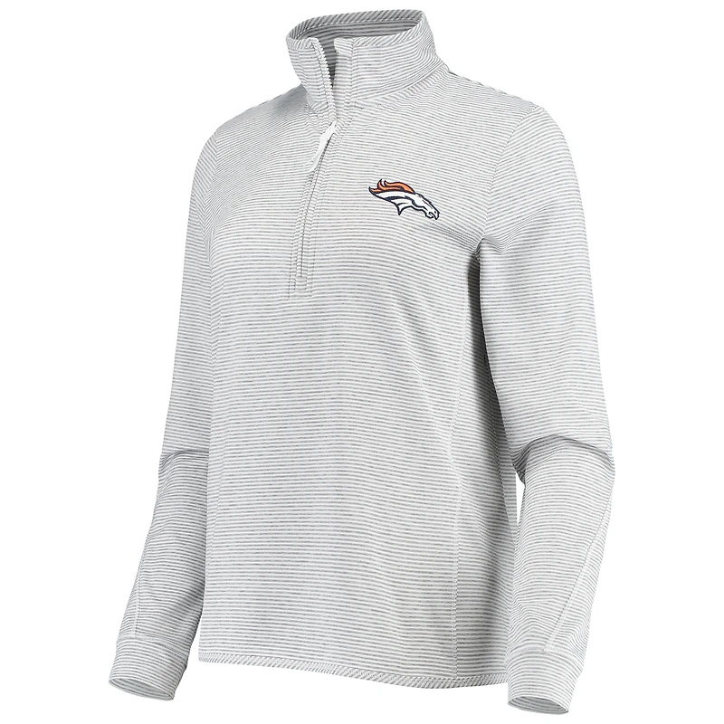 Haut à enfiler demi-zippé Vineyard Vines Denver Broncos Sankaty Shep gris chiné pour femme