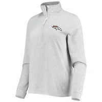Haut à enfiler demi-zippé Vineyard Vines Denver Broncos Sankaty Shep gris chiné pour femme