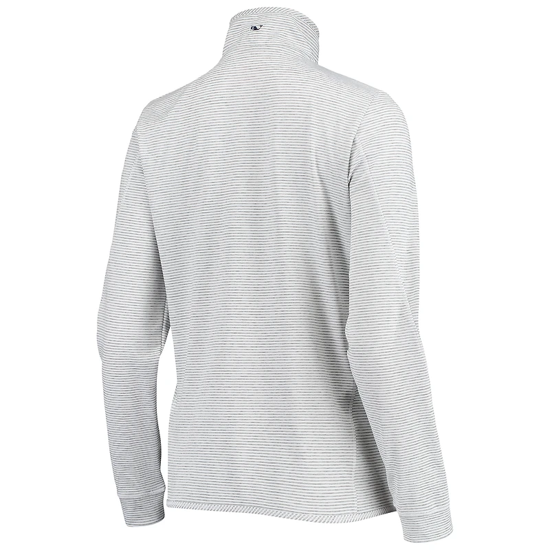 Haut à enfiler demi-zippé Vineyard Vines Denver Broncos Sankaty Shep gris chiné pour femme