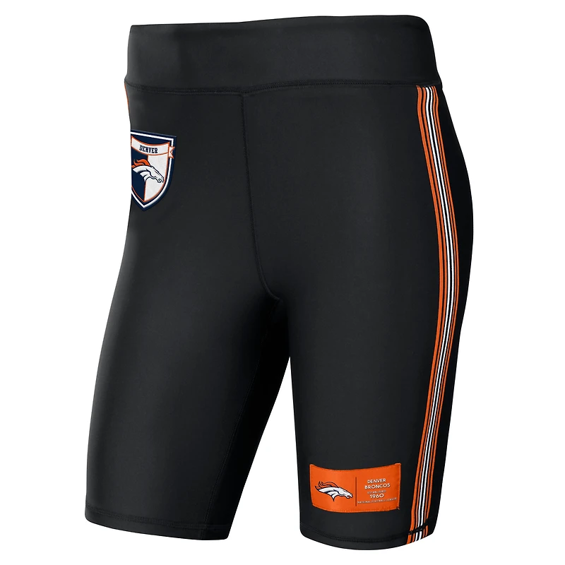 WEAR by Erin Andrews Short de motard noir Denver Broncos pour femmes