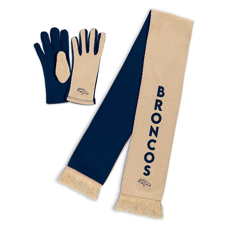 Women's WEAR by Erin Andrews Denver Broncos Tonal Microcheck Scarf & Glove Set