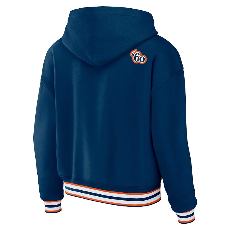 Women's WEAR by Erin Andrews Navy Denver Broncos Lace-Up Pullover Hoodie