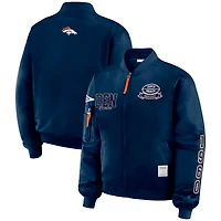 Women's WEAR by Erin Andrews Navy Denver Broncos Patch Full-Zip Bomber Jacket