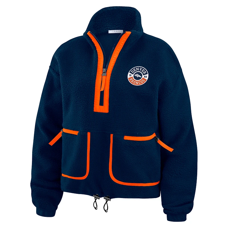Veste polaire à demi-zip bleu marine Denver Broncos WEAR by Erin Andrews pour femme