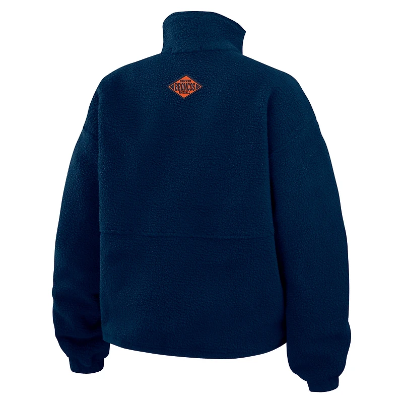 Women's WEAR by Erin Andrews Navy Denver Broncos Polar Fleece Half-Zip Jacket