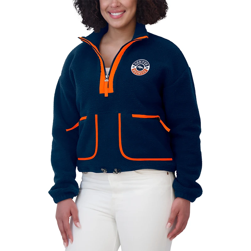 Women's WEAR by Erin Andrews Navy Denver Broncos Polar Fleece Half-Zip Jacket