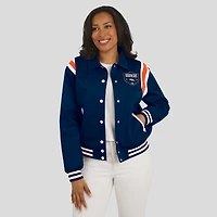 Women's WEAR by Erin Andrews Navy Denver Broncos Varsity Lightweight Full-Snap Jacket