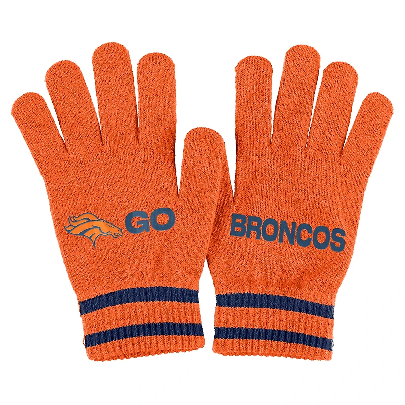 Ensemble bonnet à revers en tricot double jacquard orange Denver Broncos avec pompon et gants pour femme WEAR by Erin Andrews