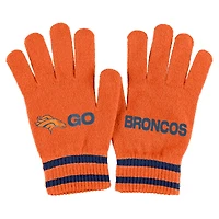 Ensemble bonnet à revers en tricot double jacquard orange Denver Broncos avec pompon et gants pour femme WEAR by Erin Andrews