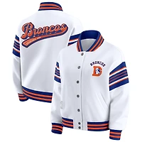 Women's WEAR by Erin Andrews White Denver Broncos Full-Snap Fleece Sweatshirt Jacket